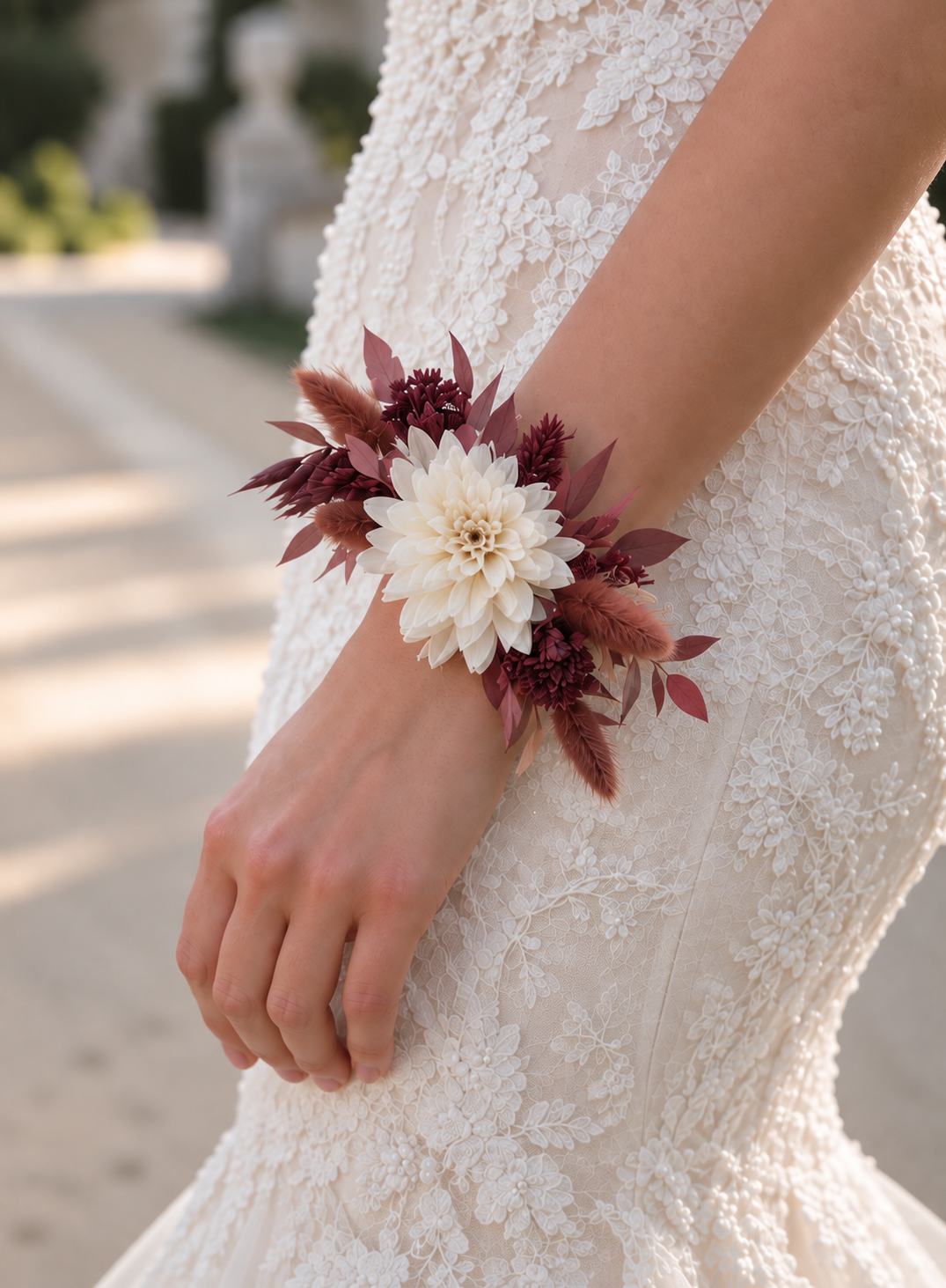 Bracelet en fleurs séchées CRANBERRY