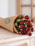 Botte de rose branchue séchée rouge (10 tiges)