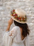 Chapeau de paille GARRIGUE avec fleurs séchées
