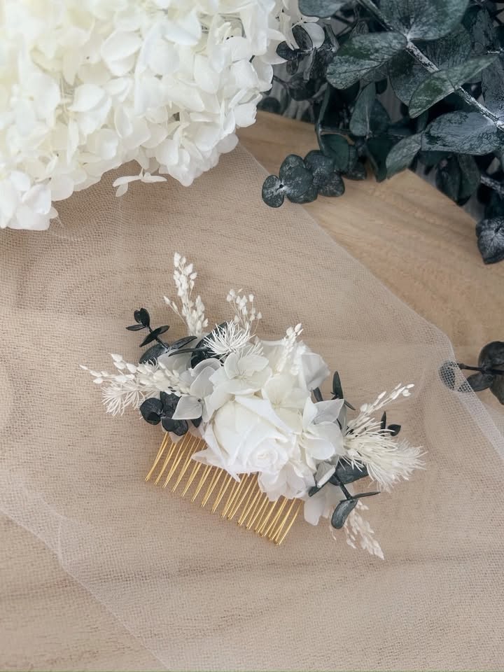 Peigne en fleurs séchées SAUGE