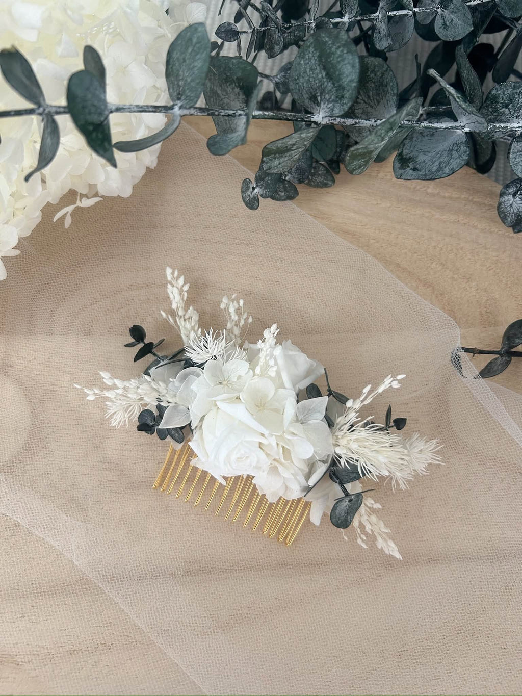 Peigne en fleurs séchées SAUGE