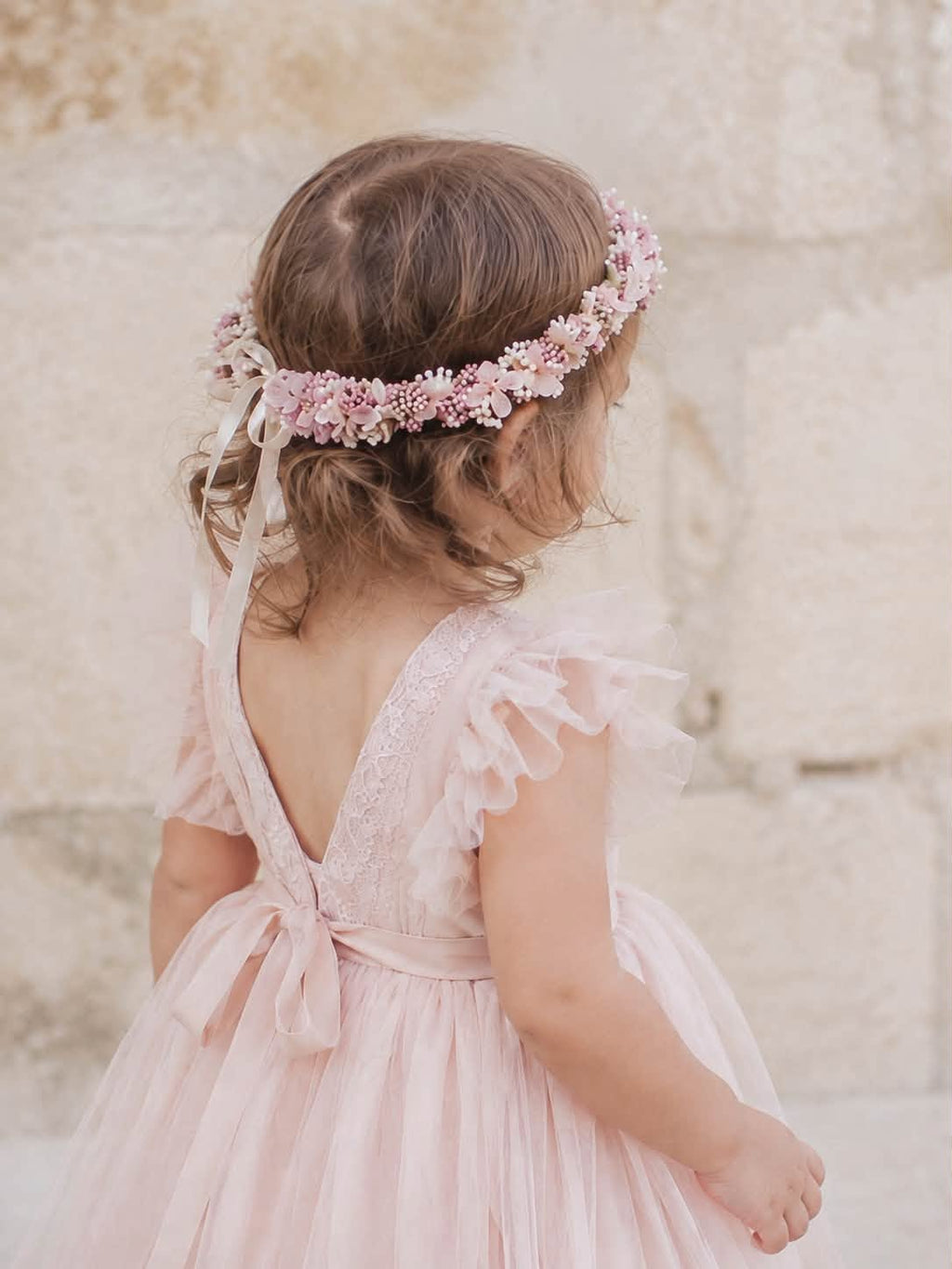 Couronne LYA en fleurs séchées pour bébé