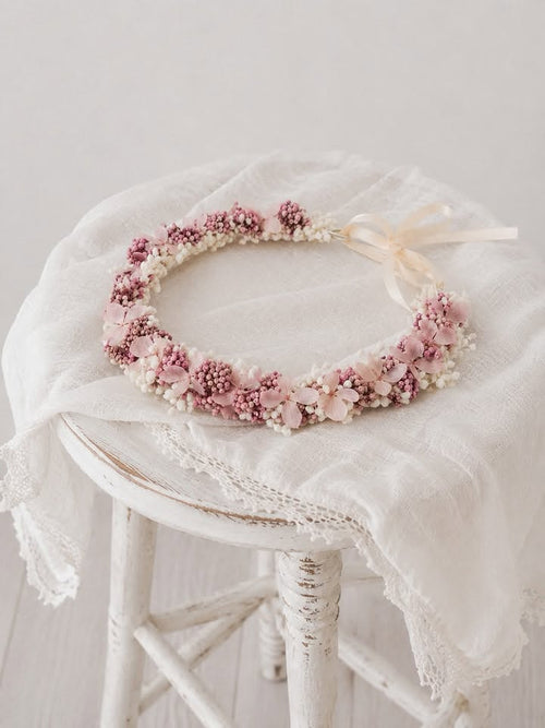 Couronne LYA en fleurs séchées pour bébé
