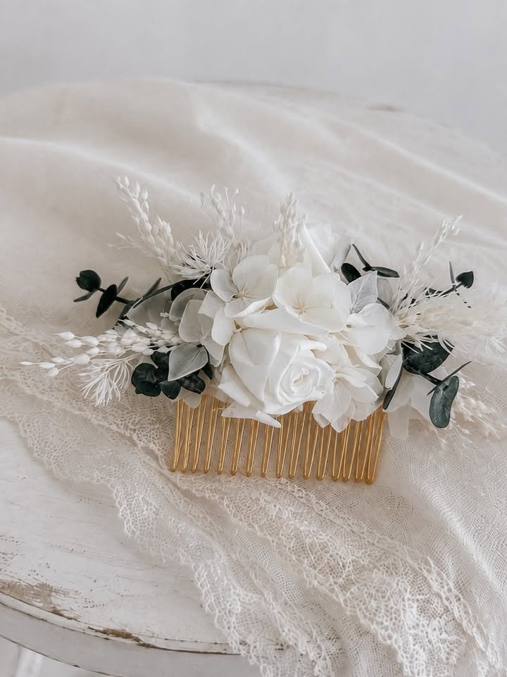 Peigne en fleurs séchées SAUGE