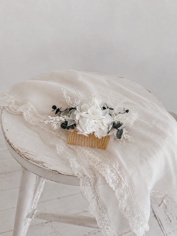 Peigne en fleurs séchées SAUGE